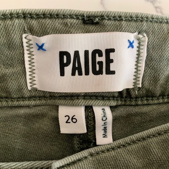 PAIGE Jolie Khaki Green Slim Cotton Cargo Ankle Utility Pants SZ 26 - Picture 9 of 15